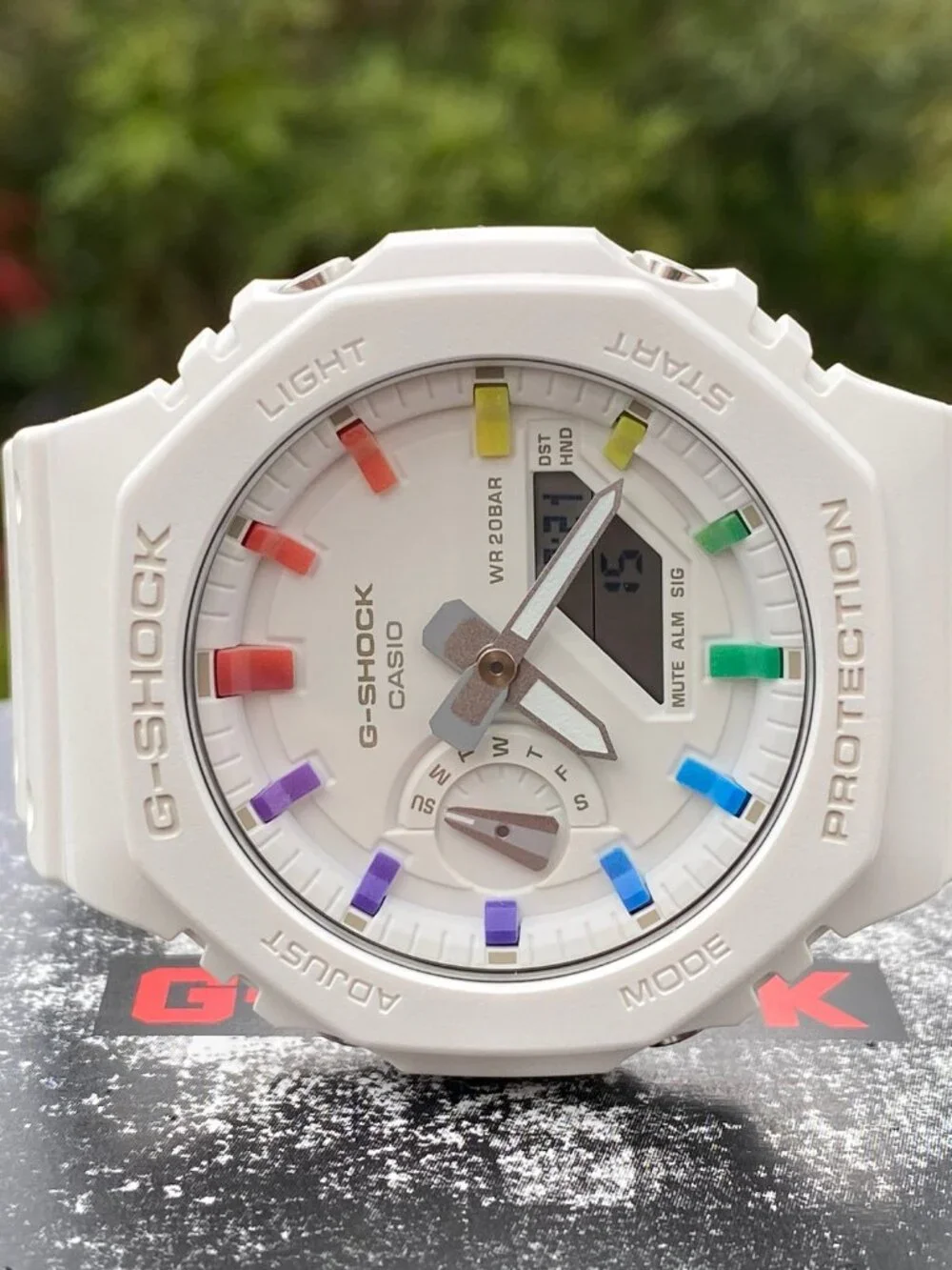 New Casio G-Shock GA2100 White Rainbow Carbon Digital Watch Limited Edition MOD